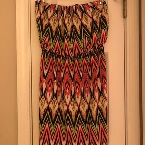 Strapless short dress- multicolored